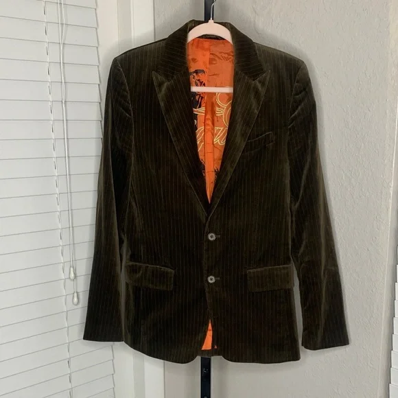 RARE vintage y2k Juicy Couture pinstriped   Velvet Blazer size 38 - Picture 2 of 11